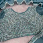 FANCY CHOCOLATE SILK BEADS EMBROIDERY LACE WORK SAREE WITH UNSTITCHED BLOUSE PARTY WEAR WHOLESALE PRICE ETHNIC GARMENT (10)