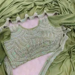 FANCY CHOCOLATE SILK BEADS EMBROIDERY LACE WORK SAREE WITH UNSTITCHED BLOUSE PARTY WEAR WHOLESALE PRICE ETHNIC GARMENT (2)