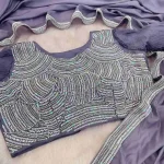 FANCY CHOCOLATE SILK BEADS EMBROIDERY LACE WORK SAREE WITH UNSTITCHED BLOUSE PARTY WEAR WHOLESALE PRICE ETHNIC GARMENT (9)