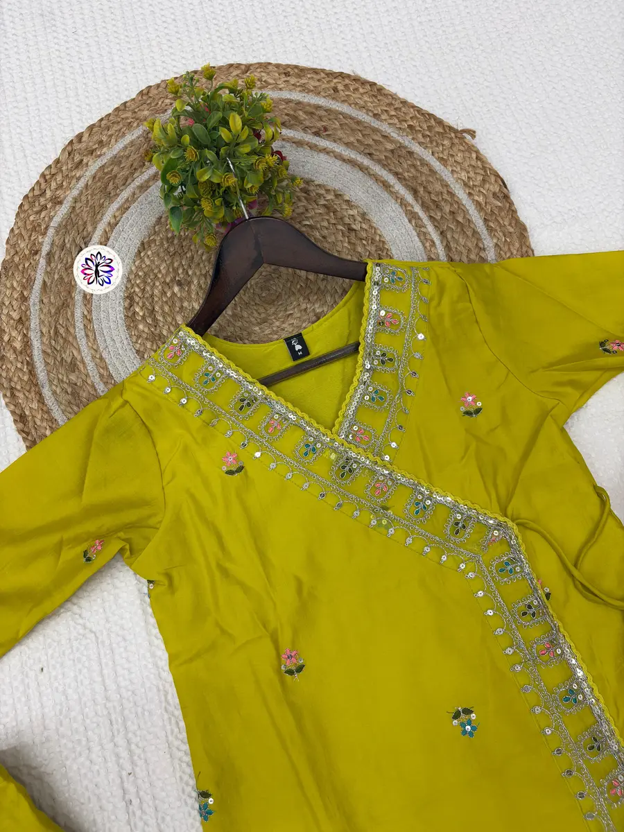 FANCY COTTON CHANDERI EMBROIDERY WORK TOP BOTTOM SET OFFICE WEAR WHOLESALE PRICE ETHNIC GARMENT (4)