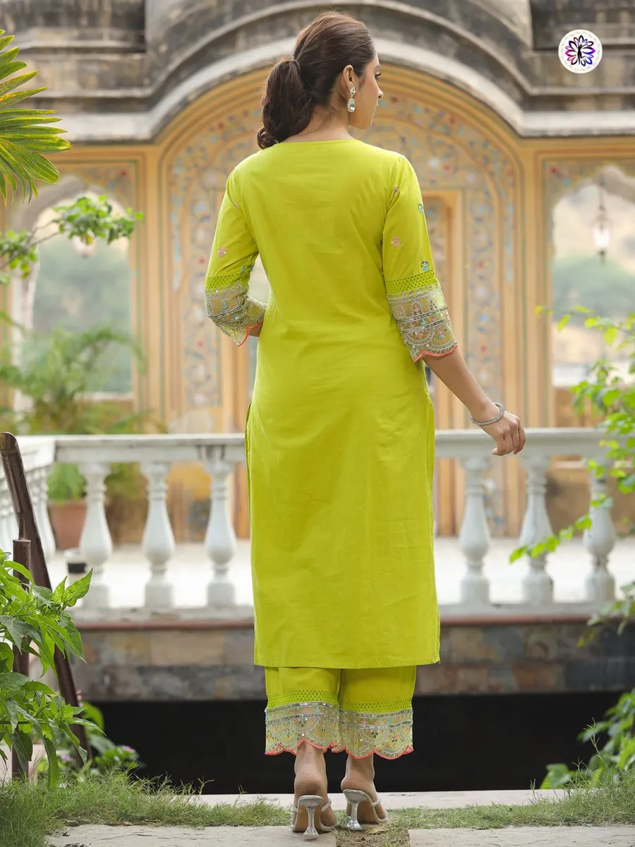 FANCY COTTON CHANDERI EMBROIDERY WORK TOP BOTTOM SET OFFICE WEAR WHOLESALE PRICE ETHNIC GARMENT (6)