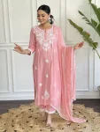 FANCY COTTON EMBROIDERY WORK TOP BOTTOM WITH DUPATTA BABY PINK