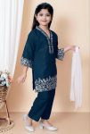 FANCY CREPE EMBROIDERY WORK KID’S TOP BOTTOM WITH DUPATTA FESTIVE WEAR WHOLESALE PRICE ETHNIC GARMENT (7)