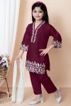 FANCY CREPE EMBROIDERY WORK KID’S TOP BOTTOM WITH DUPATTA FESTIVE WEAR WHOLESALE PRICE ETHNIC GARMENT (12)