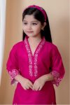 FANCY CREPE EMBROIDERY WORK KID’S TOP BOTTOM WITH DUPATTA FESTIVE WEAR WHOLESALE PRICE ETHNIC GARMENT (3)