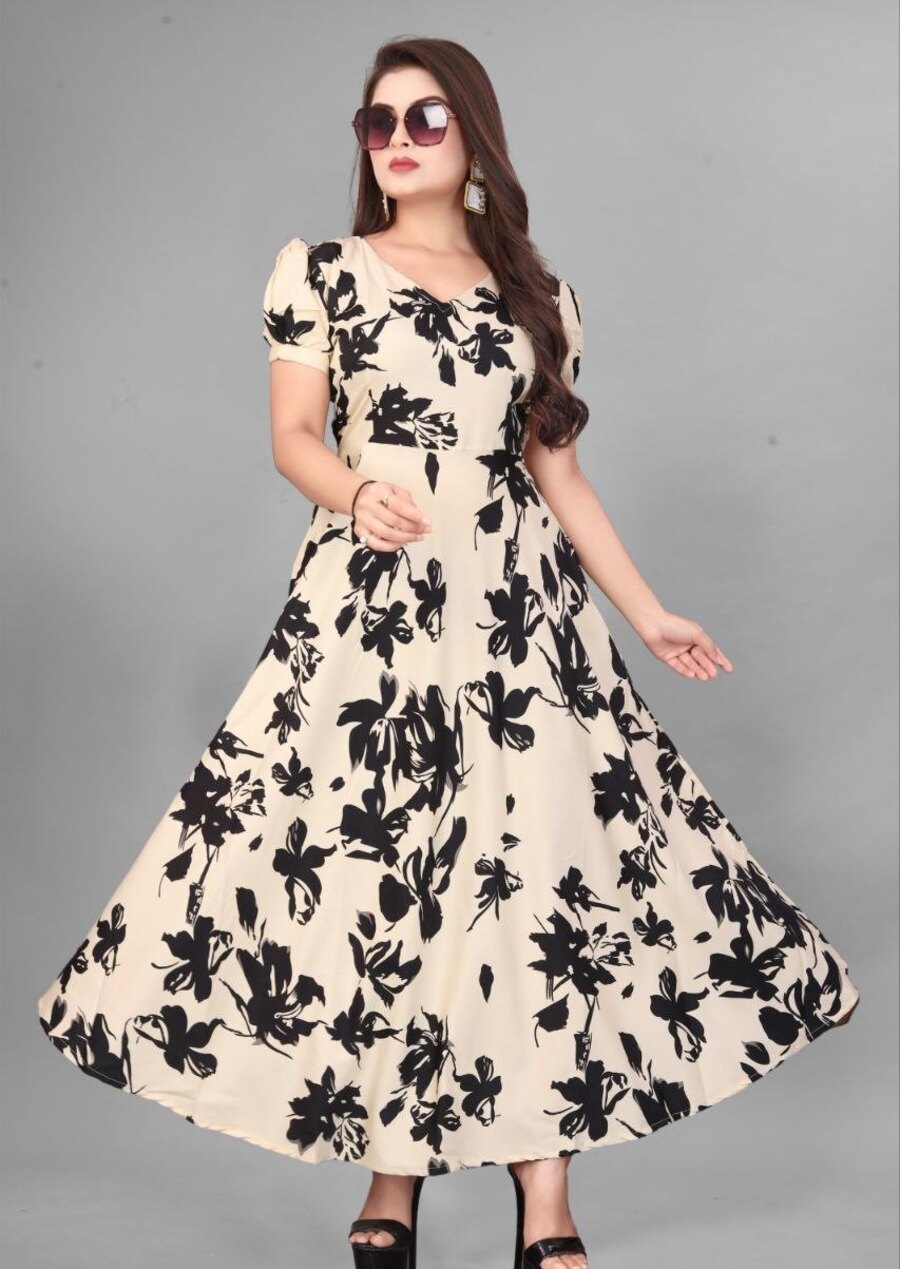 FANCY CREPE FLOWER DIGITAL PRINT WORK GOWN DAILY WEAR WHOLESALE PRICE ETHNIC GARMENT (1)
