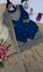 FANCY FENDY SATIN EMBROIDERY CODING & SEQUENCE WORK TOP PALAZZO WITH DUPATTA WEDDING WEAR WHOLESALE PRICE ETHNIC GARMENT (4)