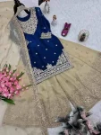 FANCY FENDY SATIN EMBROIDERY CODING & SEQUENCE WORK TOP PALAZZO WITH DUPATTA WEDDING WEAR WHOLESALE PRICE ETHNIC GARMENT (4)