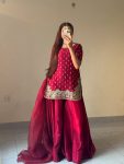 FANCY FRENCH CREEPE ZARI EMBROIDERY WORK TOP PATIYALA WITH DUPATTA FESTIVE WEAR WHOLESALE PRICE ETHNIC GARMENT (2)