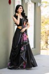 FANCY GEORGETTE DIGITAL PRINT WITH HOT FIX SWARIVSKI DIMOND WORK SAREE WITH UNSTITCHED BLOUSE PARTY WEAR WHOLESALE PRICE ETHNIC GARMENT (7)