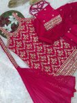FANCY GEORGETTE EMBROIDERY AND SEQUENCE WORK WITH HANGING LATKAN WORK TOP PALAZZO WITH DUPATTA WEDDING WEAR WHOLESALE PRICE ETHNIC GARMENT (2)