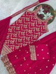 FANCY GEORGETTE EMBROIDERY AND SEQUENCE WORK WITH HANGING LATKAN WORK TOP PALAZZO WITH DUPATTA WEDDING WEAR WHOLESALE PRICE ETHNIC GARMENT (2)