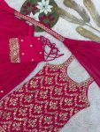 FANCY GEORGETTE EMBROIDERY AND SEQUENCE WORK WITH HANGING LATKAN WORK TOP PALAZZO WITH DUPATTA WEDDING WEAR WHOLESALE PRICE ETHNIC GARMENT (2)