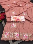 FANCY GEORGETTE HAND WORK PATCH BUTTA WORK SAREE WITH UNSTITCHED BLOUSE WEDDING WEAR WHOLESALE PRICE ETHNIC GARMENT (7)