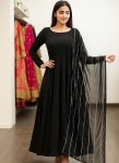 FANCY GEORGETTE PLAIN ANARKALI WITH SEQUENCE WORK DUPATTA BLACK