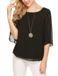 FANCY GEORGETTE PLAIN TOP BLACK