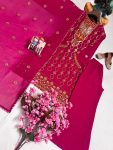 FANCY GEORGETTE SEQUENCE, THREAD & ZARI EMBROIDERY WORK TOP BOTTOM WITH DUPATTA WEDDING WEAR WHOLESALE PRICE ETHNIC GARMENT (5)