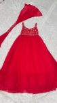 FANCY GEORGETTE SEQUENCE , ZARI & REAL MIRROR WORK GOWN WITH DUPATTA PARTY WEAR WHOLESALE PRICE ETHNIC GARMENT (2)
