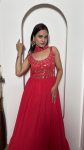FANCY GEORGETTE SEQUENCE , ZARI & REAL MIRROR WORK GOWN WITH DUPATTA PARTY WEAR WHOLESALE PRICE ETHNIC GARMENT (2)