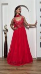 FANCY GEORGETTE SEQUENCE , ZARI & REAL MIRROR WORK GOWN WITH DUPATTA PARTY WEAR WHOLESALE PRICE ETHNIC GARMENT (2)