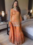 FANCY GEORGETTE THREAD WITH SEQUENCE WORK TOP SHARARA WITH DUPATTA ORANGE