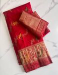 FANCY KADI CREEP GEORGETTE MEENAKARI JACQUARD WEAVING WITH HAND DYING SAREE WITH UNSTITCHED BLOUSE WEDDING WEAR WHOLESALE PRICE ETHNIC GARMENT (13)