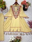 FANCY KHADI COTTON EMBROIDERY SEQUENCE WORK WITH REAL MIRROR WORK KURTI PALAZZO SET FESTIVE WEAR WHOLESALE PRICE ETHNIC GARMENT (8)