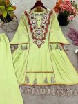 FANCY KHADI COTTON EMBROIDERY SEQUENCE WORK WITH REAL MIRROR WORK KURTI PALAZZO SET FESTIVE WEAR WHOLESALE PRICE ETHNIC GARMENT (3)