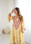 FANCY KHADI COTTON EMBROIDERY SEQUENCE WORK WITH REAL MIRROR WORK KURTI PALAZZO SET FESTIVE WEAR WHOLESALE PRICE ETHNIC GARMENT (8)