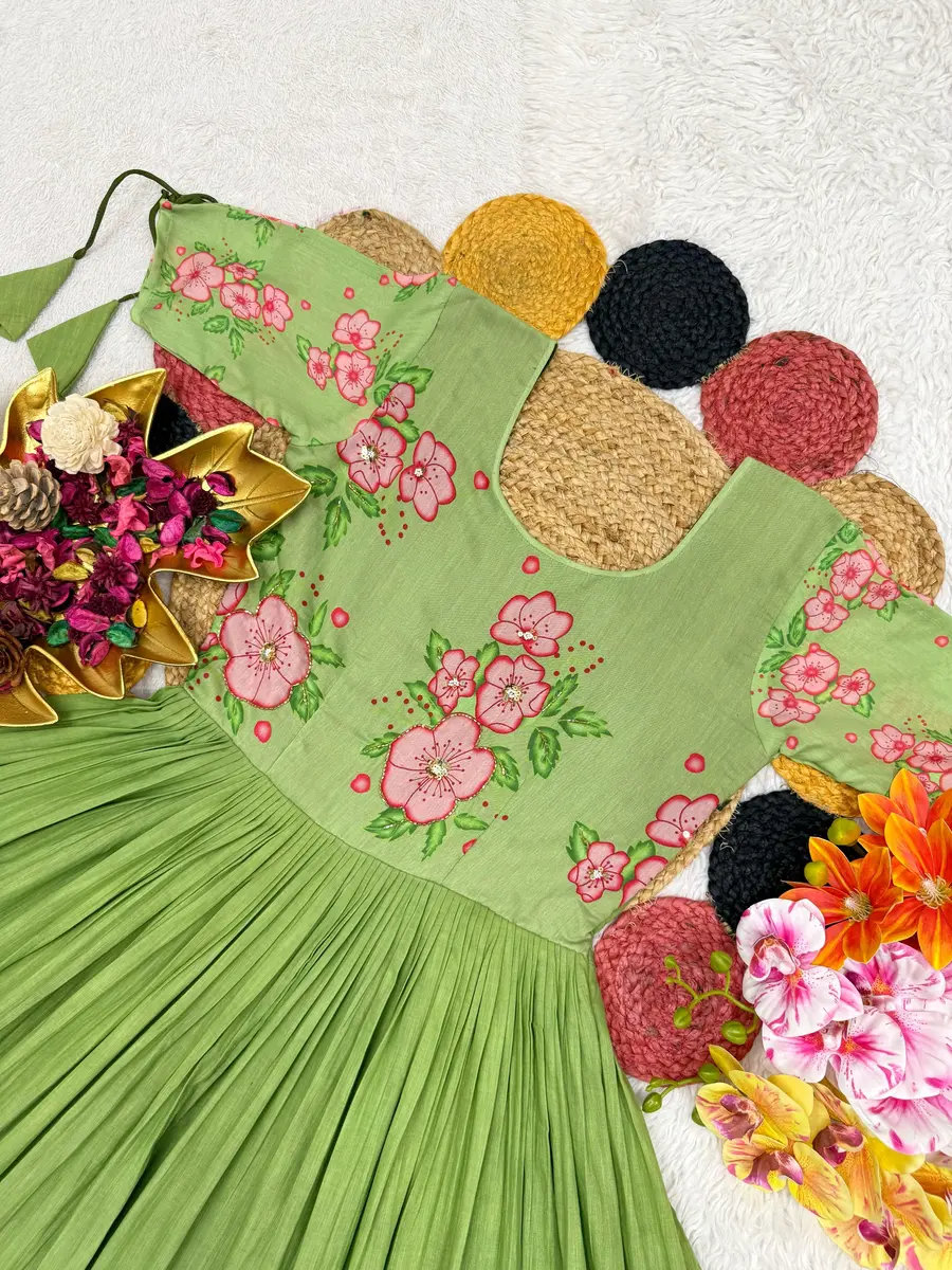 FANCY MUL MUL COTTON PRINTED WITH MAGGAM WORK ONE PIECE PARTY WEAR WHOLESALE PRICE ETHNIC GARMENT (14)