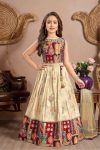 FANCY MUSLIN COTTON MUSLIN COTTON WORK KID'S LEHENGA CHOLI WITH DUPATTA RED