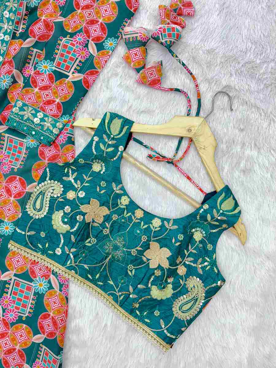 FANCY MUSLIN DIGITAL PRINT WITH EMBROIDERY SEQUENCE WORK BLOUSE SHRUG WITH PALAZZO PARTY WEAR WHOLESALE PRICE ETHNIC GARMENT (15)