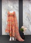 FANCY ORGANZA FLORAL PRINT WORK GOWN BOTTOM WITH DUPATTA FESTIVE WEAR WHOLESALE PRICE ETHNIC GARMENT (5)