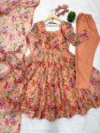 FANCY ORGANZA FLORAL PRINT WORK GOWN BOTTOM WITH DUPATTA FESTIVE WEAR WHOLESALE PRICE ETHNIC GARMENT (5)