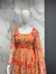 FANCY ORGANZA FLORAL PRINT WORK GOWN BOTTOM WITH DUPATTA FESTIVE WEAR WHOLESALE PRICE ETHNIC GARMENT (5)