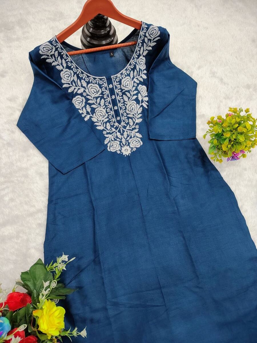 FANCY RAYON COTTON EMBROIDERY WORK SHORT KURTI OFFICE WEAR WHOLESALE PRICE ETHNIC GARMENT (6)
