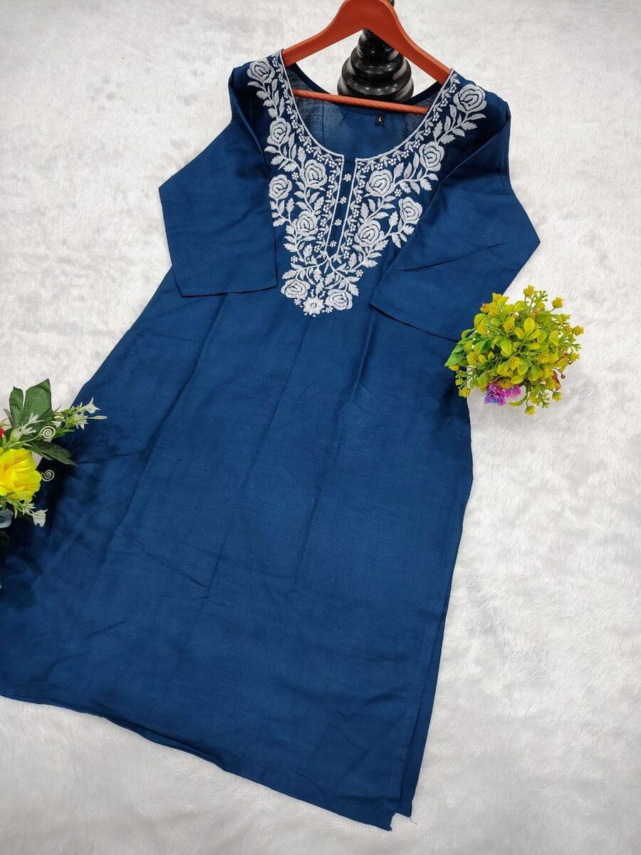 FANCY RAYON COTTON EMBROIDERY WORK SHORT KURTI OFFICE WEAR WHOLESALE PRICE ETHNIC GARMENT (7)
