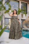 FANCY RAYON DIGITAL PRINT WORK GOWN BLACK