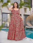 FANCY RAYON DIGITAL PRINT WORK GOWN RED
