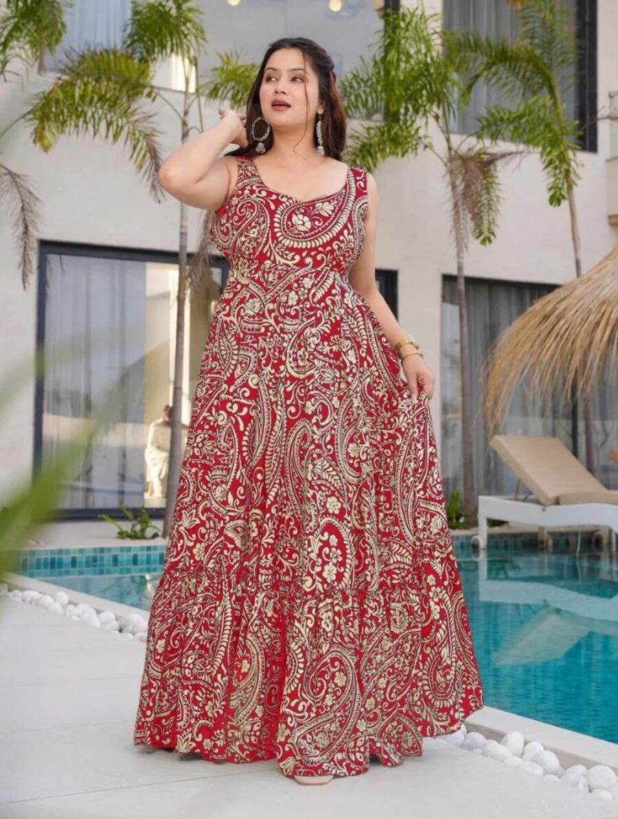 FANCY RAYON DIGITAL PRINT WORK GOWN FESTIVE WEAR WHOLESALE PRICE ETHNIC GARMENT (3)
