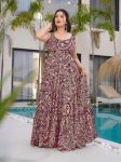 FANCY RAYON DIGITAL PRINT WORK GOWN MAROON