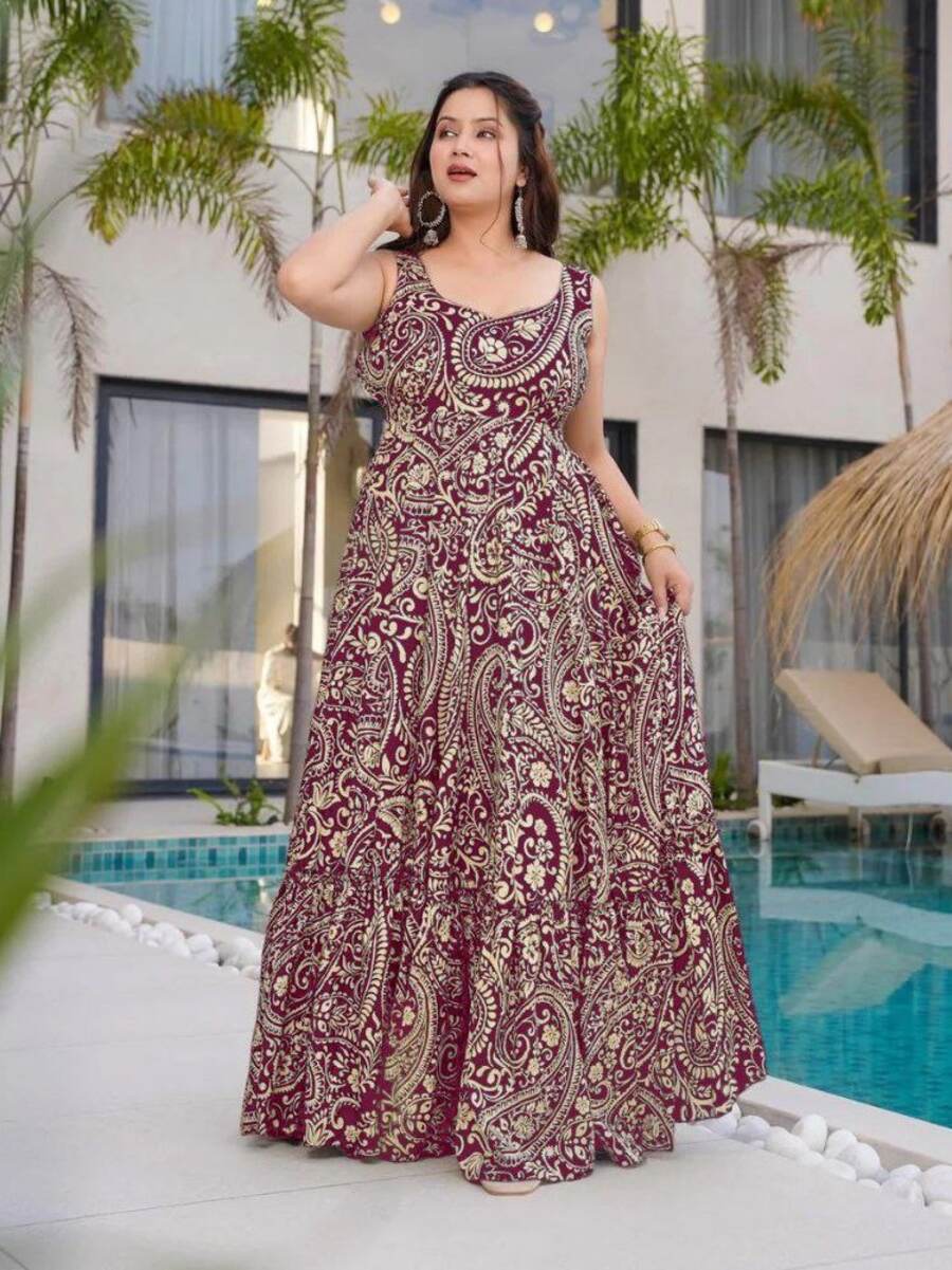 FANCY RAYON DIGITAL PRINT WORK GOWN FESTIVE WEAR WHOLESALE PRICE ETHNIC GARMENT (4)