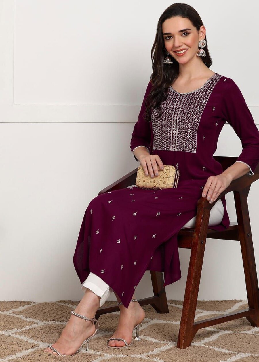 FANCY RAYON EMBROIDERY WORK KURTI FESTIVE WEAR WHOLESALE PRICE ETHNIC GARMENT (5)