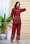 FANCY RAYON SILK EMBROIDERY WORK CO-ORD SET OFFICE WEAR WHOLESALE PRICE ETHNIC GARMENT (7)