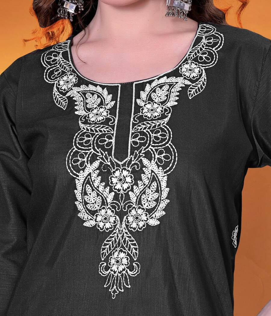 FANCY RAYON SLUB EMBROIDERY WORK KURTI FESTIVE WEAR WHOLESALE PRICE ETHNIC GARMENT (14)