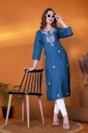 FANCY RAYON SLUB EMBROIDERY WORK KURTI FESTIVE WEAR WHOLESALE PRICE ETHNIC GARMENT (5)