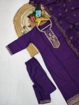 FANCY ROMAN SILK EMBROIDERY WORK TOP BOTTOM WITH DUPATTA FESTIVE WEAR WHOLESALE PRICE ETHNIC GARMENT (8)