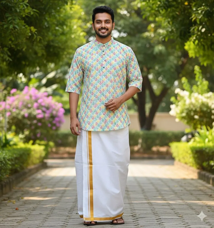 FANCY RUBI COTTON DIGITAL PRINT WORK MEN'S SHIRT WITH DHOTI FESTIVE WEAR WHOLESALE PRICE ETHNIC GARMENT (8)