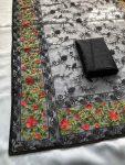 FANCY SOFT NET CHIKANKARI EMBROIDERY WITH PIPING BORDER WORK SAREE WITH UNSTITCHED BLOUSE PARTY WEAR WHOLESALE PRICE ETHNIC GARMENT (6)