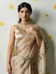 FANCY TABBY SILK FLORAL PRINT WITH BEADS, SEQUENCE AND CUT DANA HANDWORK SAREE WITH UNSTITCHED BLOUSE PARTY WEAR WHOLESALE PRICE ETHNIC GARMENT (4)